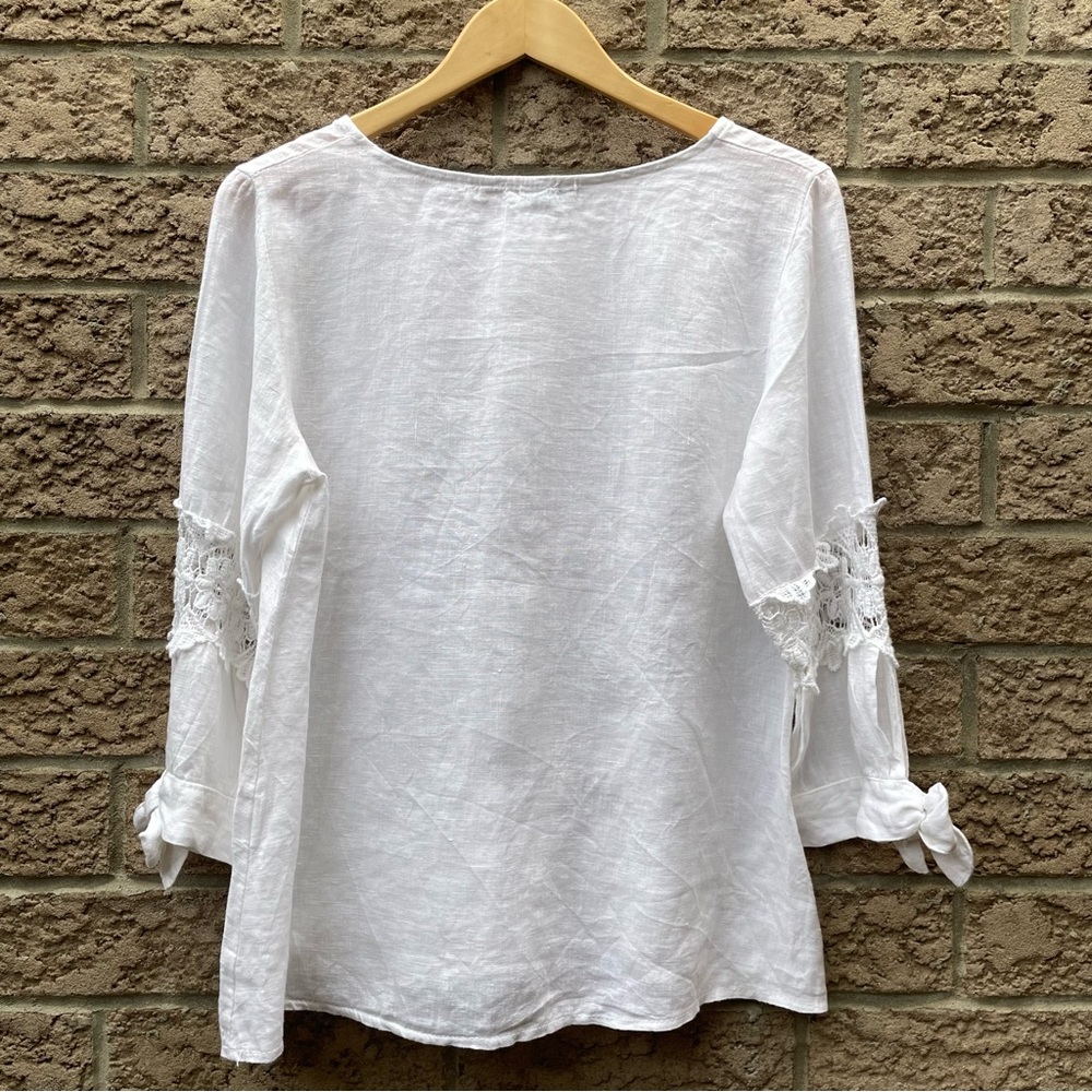 Elegant White Lace Trim Blouse - Picture 5 of 14